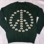 Witty Fox Green Peace Sign Floral Knit Sweater Young Contemporary Size S Photo 5