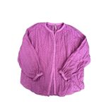 Free People  Maddison Eyelet Blouse Orchid L Button Front Long Sleeve Oversized Photo 4