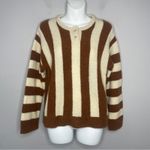 CALLAHAN KNITWEAR Fuzzy Striped Knit Sweater Womens Size XS Wool Academia Winter Brown Photo 2
