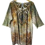 Catherines Womens Crochet Lace Scoop Neck Blouse Boho Artsy Top Size 3X 26/28W Photo 0