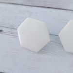 Vintage Clip On Earrings Cream Hexagon Shape Photo 2