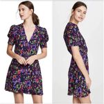 Saloni Womens Lea‎ Floral Wrap Mini Dress Multicolor Sz 2 | Feminine Colorful Black Photo 4