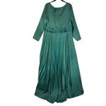 IEENA for MAC DUGGAL Emerald Green V Neck Long Sleeve High Slit Gown Evening 20W Photo 6