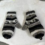 None Unisex Half Finger Flip Top button Gloves/Mittens & fleece lined hat black grey Photo 4