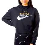 Nike ✅ Sportswear Rally Metallic Clash Cropped Hoodie Black Size Medium AJ… Photo 0