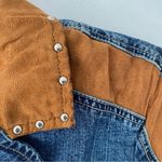 Western Ethics Vintage Denim Faux Suede Stretch Denim Shirt Jacket size small Blue Photo 7