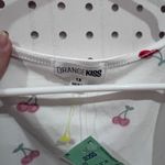 Orange Kiss  White Cherry Print Square Neck Ruched Side T-Shirt Top Plus Size 1X Photo 1