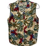 Hilo Hattie Hawaiian Sleeveless‎ Button Front Tropical Floral Print Top Size L Tan Size L Photo 0