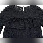7 For All Mankind  Black Sheer Lace Ruffled Blouse with Bell Sleeves Photo 7