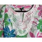Talbots  Womens X US XL Colorful Floral Blouse Top‎ Crochet Tropical Boho Resort Photo 2