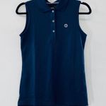 Tory Burch NEW Sport Performance Pique Sleeveless Collared Blue Polo Shirt XL Photo 2