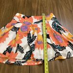 Free People Womens Orange White Floral Mini Skirt Lined Pleated pull on M Photo 2