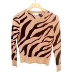 White + Warren Cashmere Zebra Crew Neck Sweater Brown Photo 1