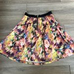 Black Silky Floral Full Skirt Photo 2