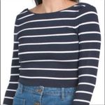 ZARA ✨Striped Navy & White Cropped Crew Neck Sweatshirt ✨ Photo 0