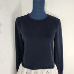 Marked Reunited Clothing Peplum Top Navy LS with Eyelet Bottom Blue Photo 1
