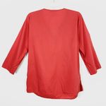 JM Collection  Red Orange Beaded V Neck Blouse Top Photo 1