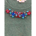 Boden Women's Green Cozy Jewel Embellished Crewneck Sweater Puff Sleeve 20/22 Size undefined Photo 4