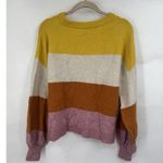 Madewell Wool Blend Striped Sweater Women Small Multicolor Balloon Sleeve Alpaca Photo 2