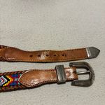 Vintage 1991 Beaded Native American Southwestern Leather Belt size 36 Brown Photo 7