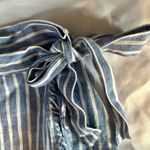 CHAPS  Blue and White Wrap Tie Ruffle Midi Skirt. Photo 3