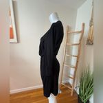 L.L. Bean 3/4 Sleeve Soft Knit Drawstring Waist Casual Dress Black Med Photo 4