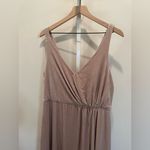 Thread Velvet Maxi Dress With Shirred Bodice and Front Slit Size 14 Gray Photo 3