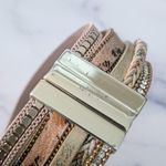 Cuff Bracelet Neutral Tones with Gold Tone & Faux Pearls Photo 3