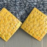 Super Retro Cool Vintage Pierced Earrings Light Iridescent Yellow Enamel & Metal Photo 1