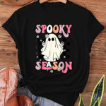 Boutique Halloween Black Spooky Season ghost Graphic Tee shirt New Photo 0