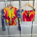 H:ours Revolve  Rainbow Contour Long Sleeve Skirt Set Photo 3