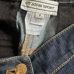 Vintage St John Sport Blue Denim Jeans Brown Leather Accents Buckle Gold Logo Size 8 Photo 3