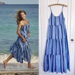 Roller Rabbit • Anthropologie Dakota Cover-Up Maxi Dress blue stripe tiered Photo 1