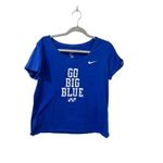 Nike Womens Blue Athletic Cut Tee Go Big Blue UK Logo Large Cotton Blend Photo 1