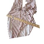 We Wore What NEW Brooklyn Stripe One-Piece SWIMSUIT XL Womens Deep Plunge Front Photo 9