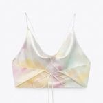 ZARA Satin Effect Top XS NWT Pastel Tie Dye Backless Crop Blogger Fav Summer Photo 5
