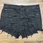 American Eagle  Vintage Hi-Rise Festival Distressed Black Denim Shorts. Size 10 Photo 0