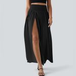 Halara  NWOT Black High Waisted Split 2-in-1 Flowy Quick Dry Maxi Skirt Size S Photo 1