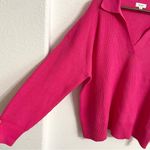 On 34th Womens Sweater Barbie Pink Collared Pullover V Neck Plus Size 2X Photo 5