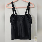 Catalina  Women's Swim Twist Front Bandeau Tankini Top Size 1X Black Photo 2