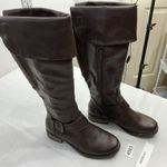 Womans Bass & Co Skyla Knee High Riding Boots 6.5 M Brown 1/4 Zip Buckle Accent Photo 0