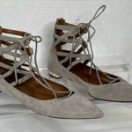 Aquazzura Firenze Flats in Grey Suede, Sz 39 1/2. Gray Photo 0