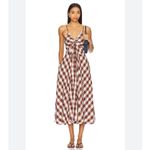 Free People NEW  Via Gingham Cotton Seersucker Sundress Brown Photo 6