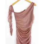 ZARA  Fitted Asymmetric Draped Organza Dress Medium One Sleeve Ruched Cocktail Photo 10