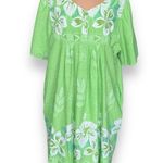 Vintage Anthony Richards Dress MuuMuu Chartreuse Tropical Print Flower Detail Green Size 2X Photo 8
