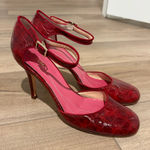 Kate Spade  croc embossed patent leather Mary Jane heels ankle strap red 7.5 Photo 0