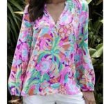 Lilly Pulitzer Silk Blouse ELSA Lulu Flamingo's Small S Pink Photo 1