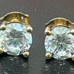 Sterling Silver HAUTE JEWELS 925 Gold Vermeil Solitaire Stud 4mm Earrings 1.8g Photo 7