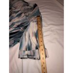 Tunic Top Size XL Lace Pleated Slinky Stretchy Knit Short Sleeve Blue Neutral Photo 7