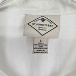 st. john's bay Women’s White Embroidered Cottage Core Sleeveless Button Down Shirt Eyelet Hem Photo 3